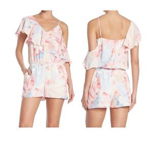 NWOT 🌸 1. STATE Cold Shoulder Pastel Floral Shorts Romper